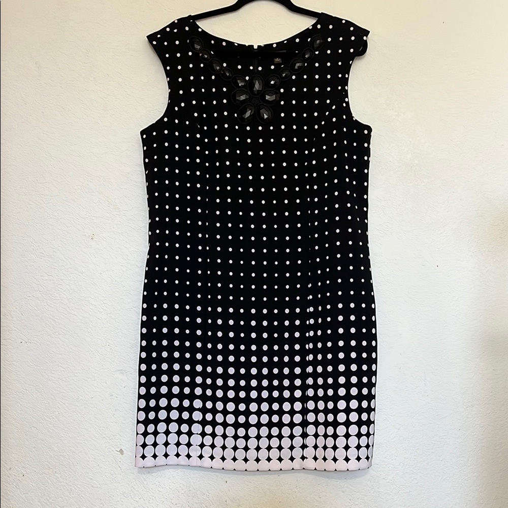 Elegant Black and White Polka Dot Dress